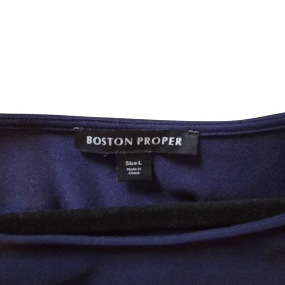 Boston Proper Knit Top, Stretchy Loose-fit Navy Blue size Large, Dolman Sleeves - Picture 3 of 10